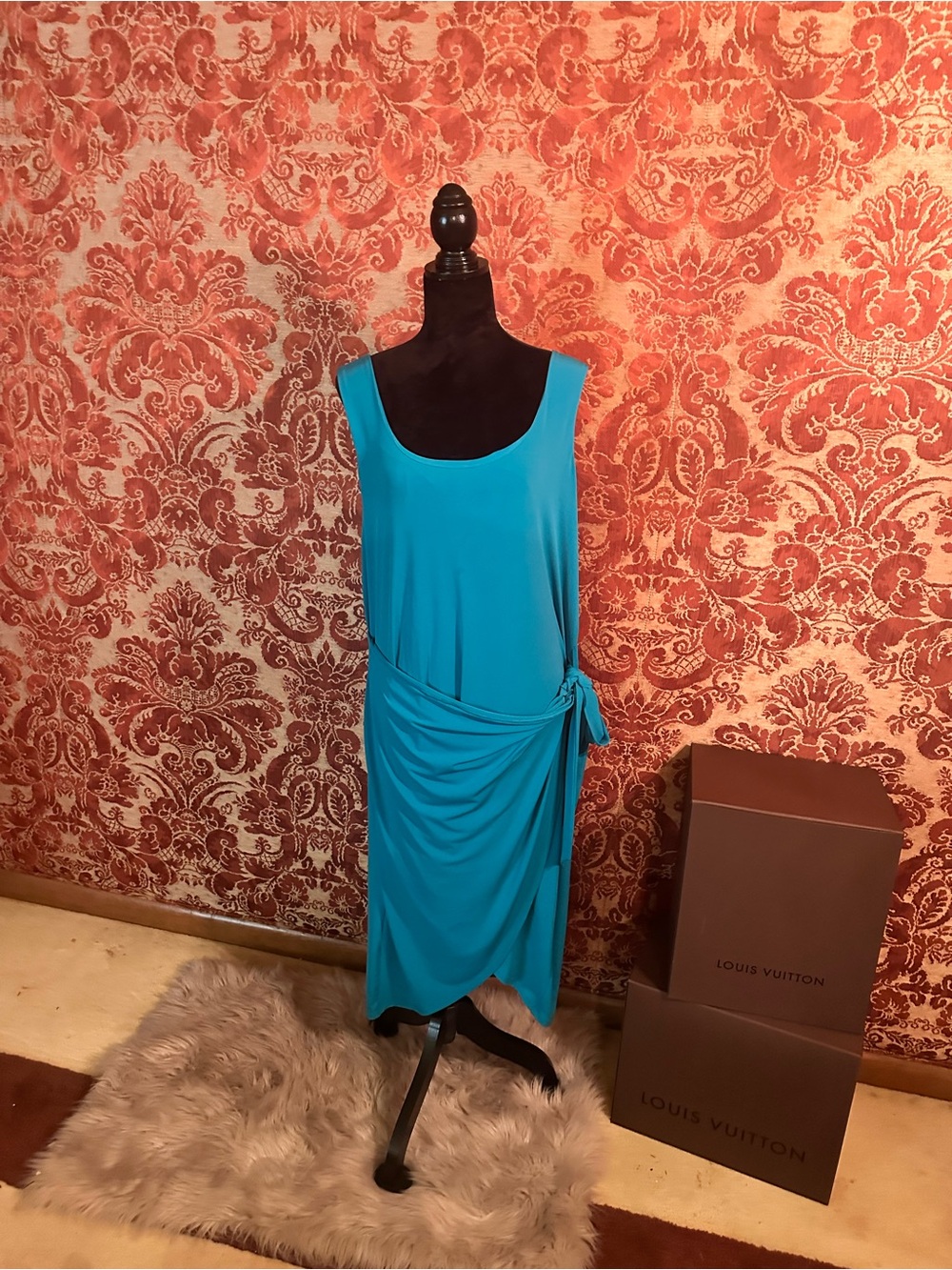 Express Turquoise Scoop-Neck Side-Tie Midi Dress